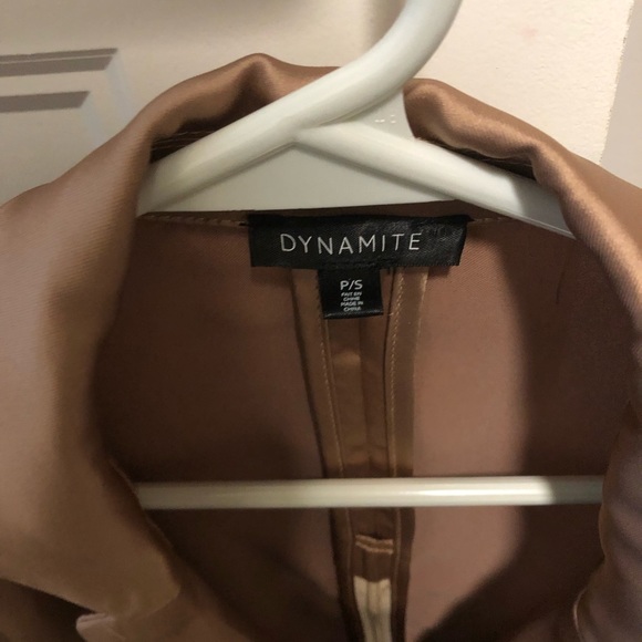 Dynamite Satin Wrap Blouse, size small, in natural beige colour. - Picture 3 of 5